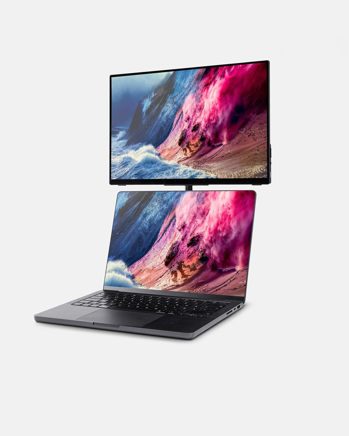 Ordinateur portable avec l'écran juste au-dessus